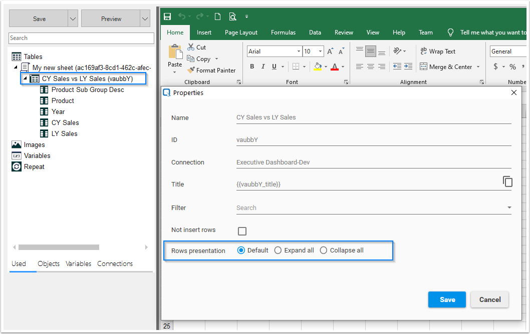 PivotTable Rows Presentation