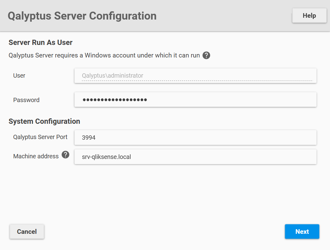 Qalyptus Server Configuration General
