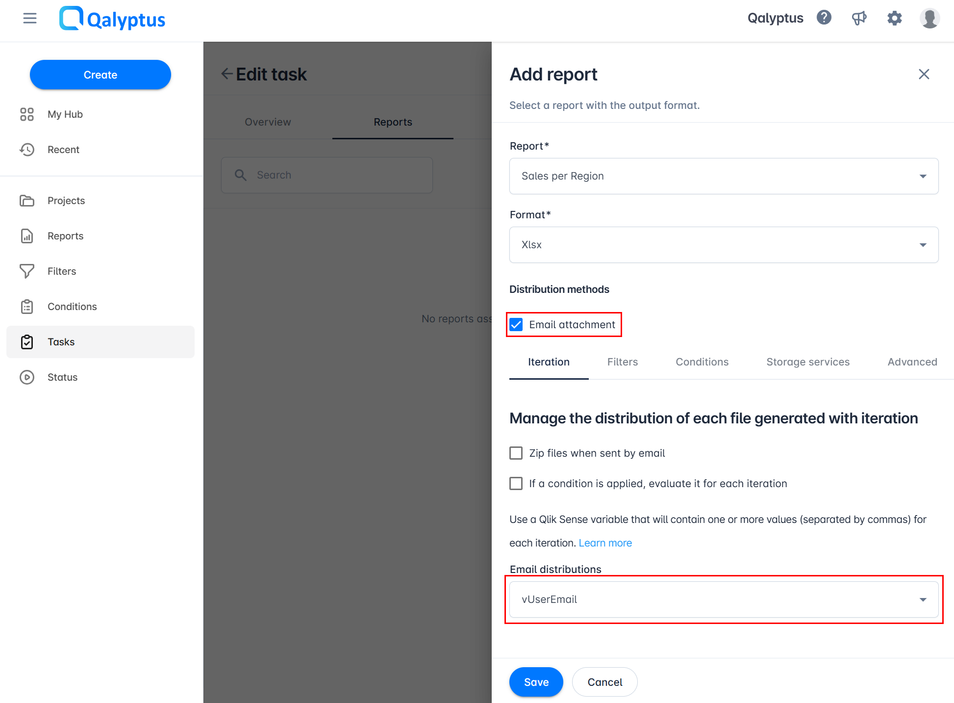 Qalyptus Cloud - Add email distribution variable