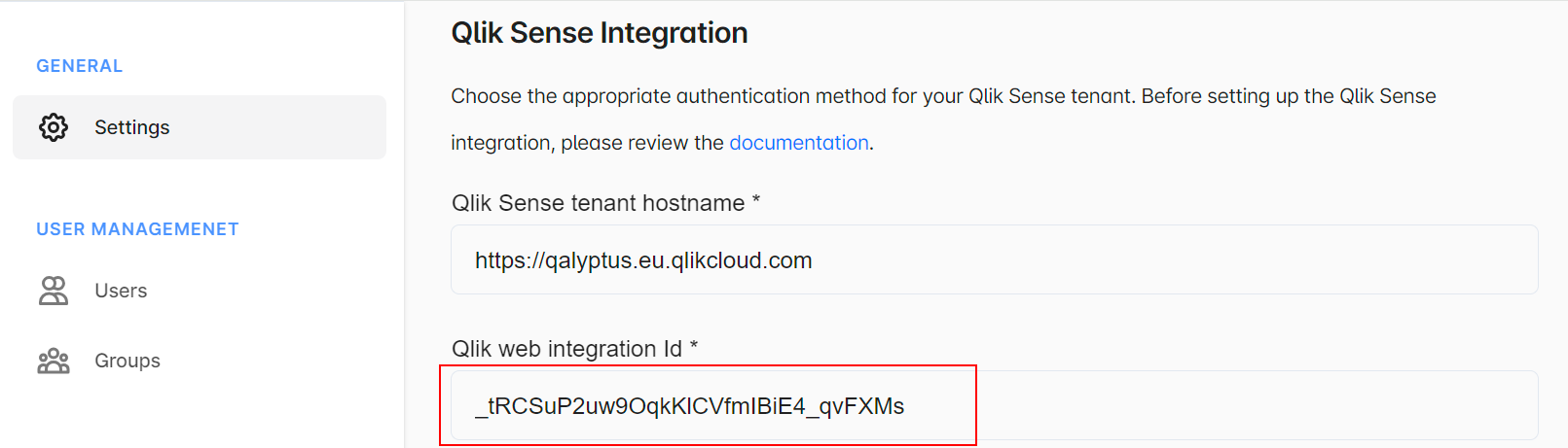 Qalyptus Cloud - Add Web Integration Id