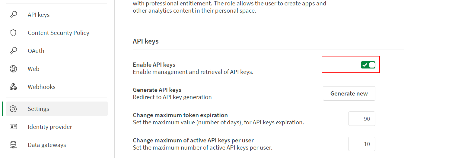 Qalyptus Cloud - Enable API keys
