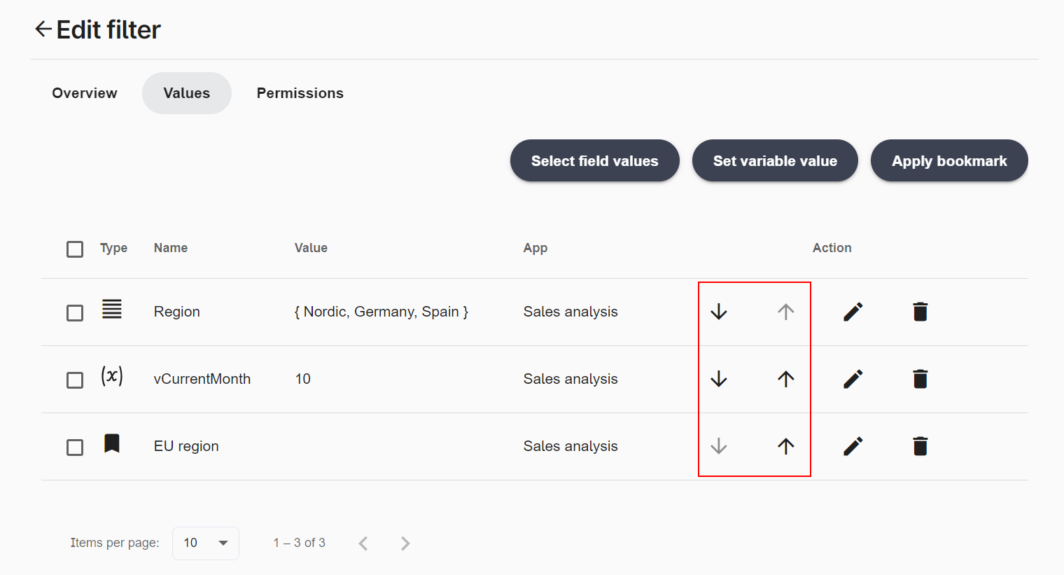 Qalyptus Filter Values