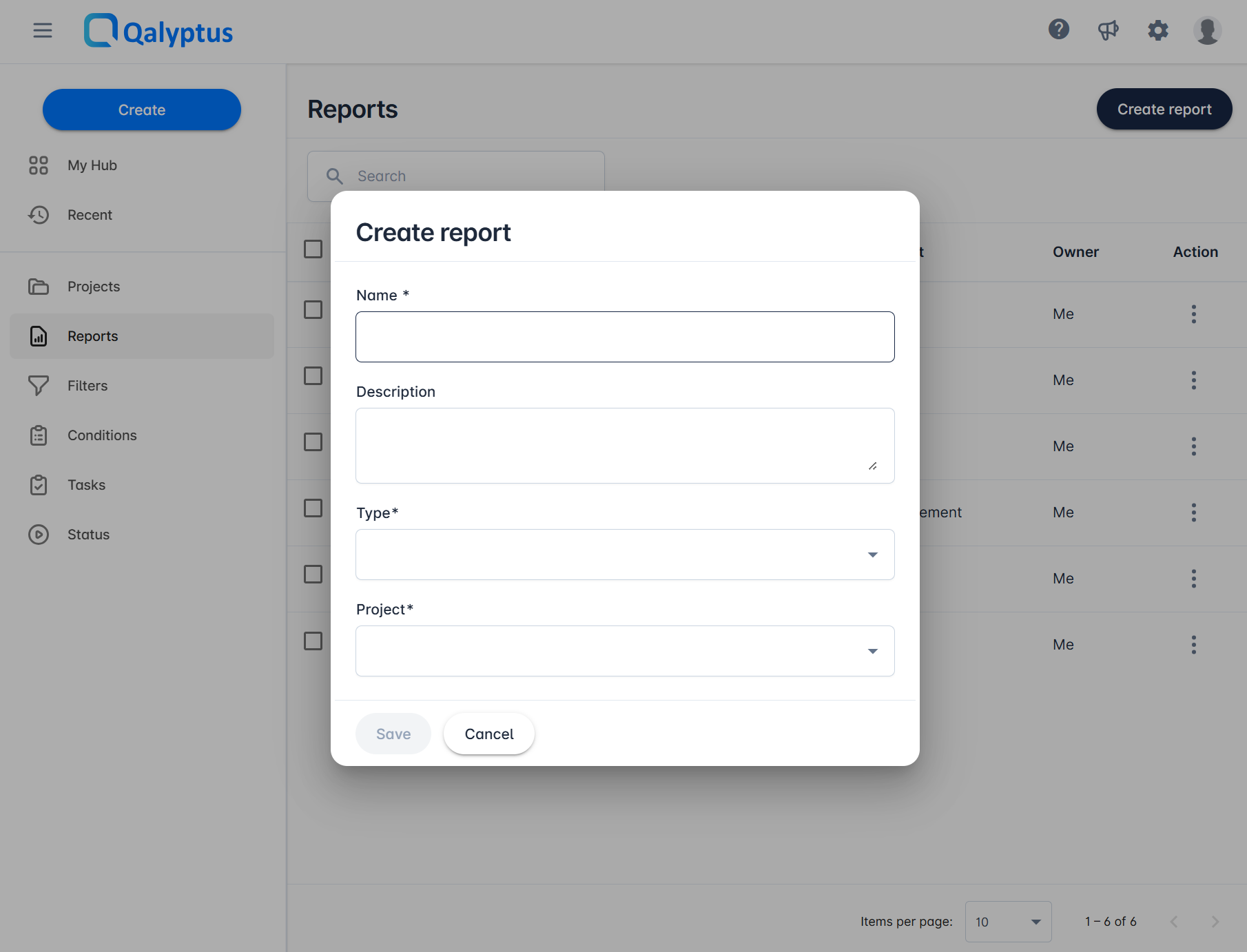 Qalyptus Cloud - create report