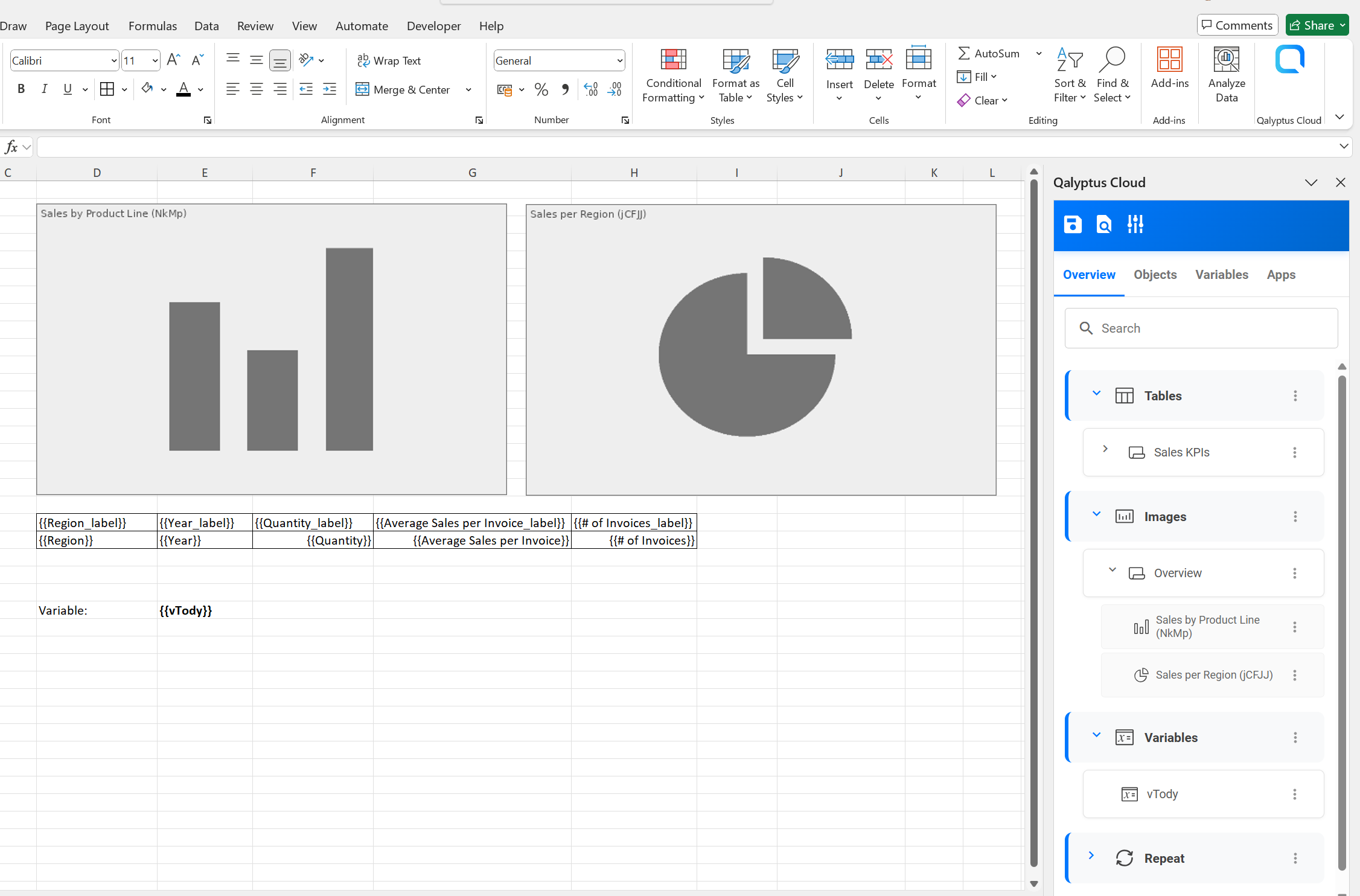 Insert Objects and Variables into Excel