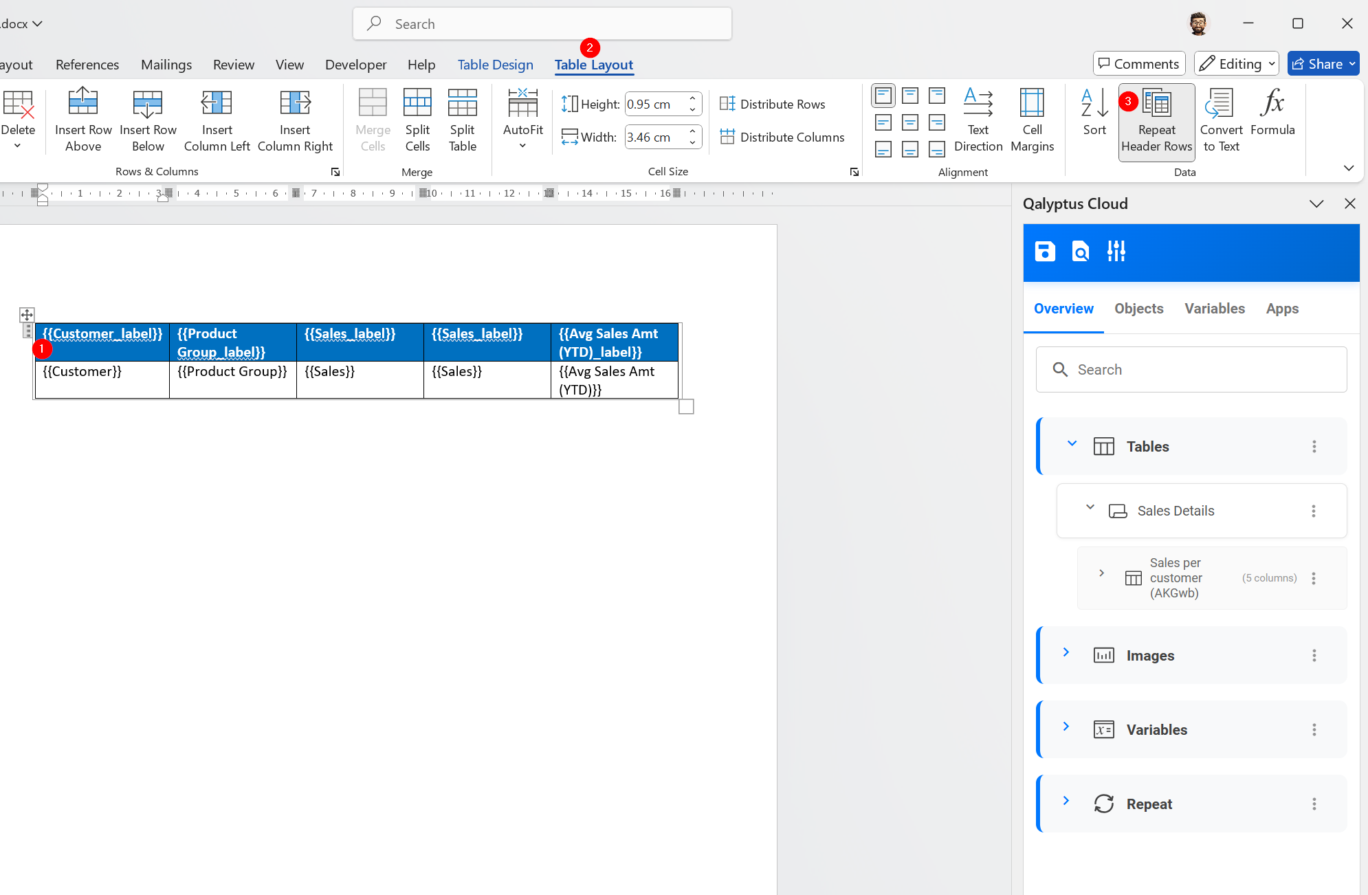 Repeat Table Header Word