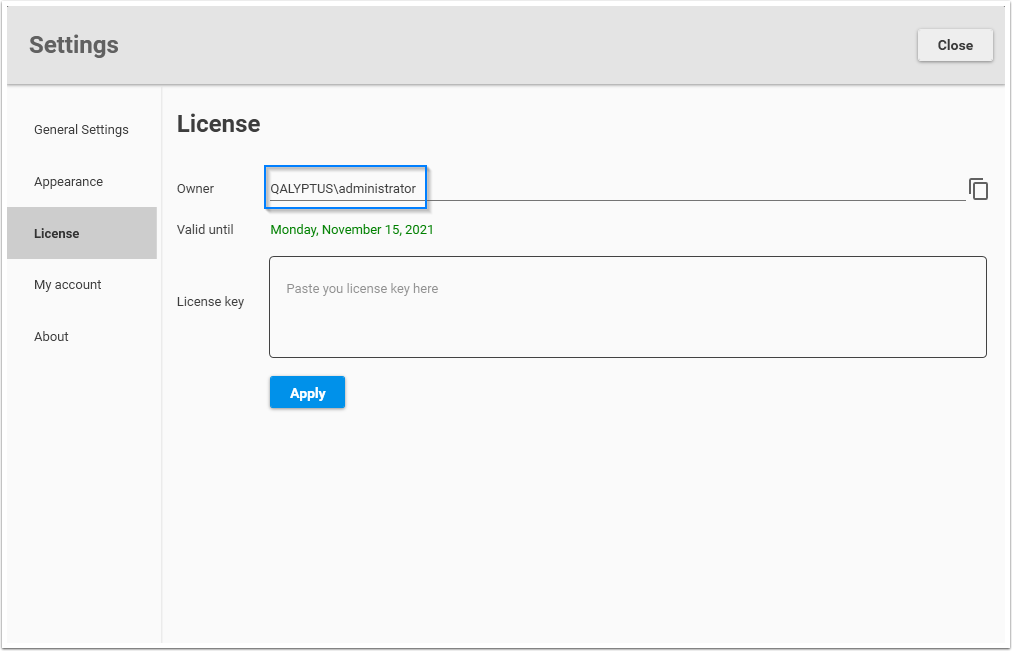 Qalyptus License Activation