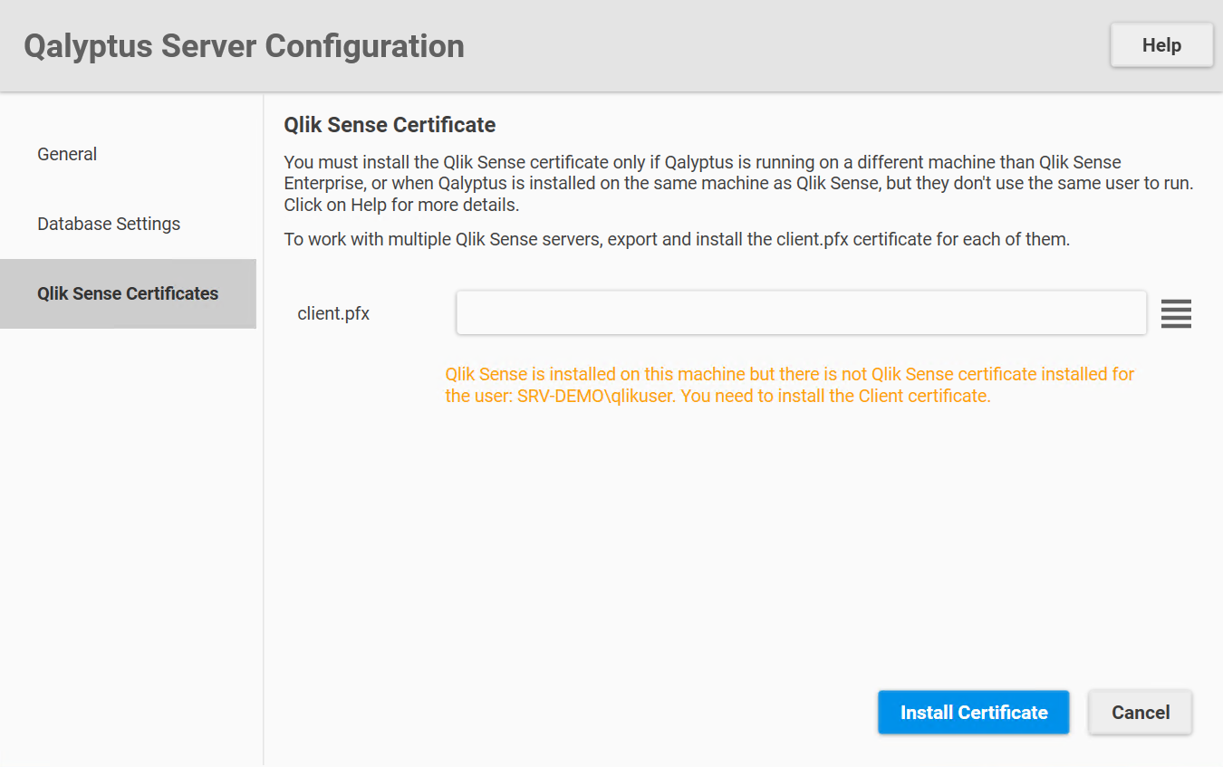 Qalyptus Server Configuration -certificate
