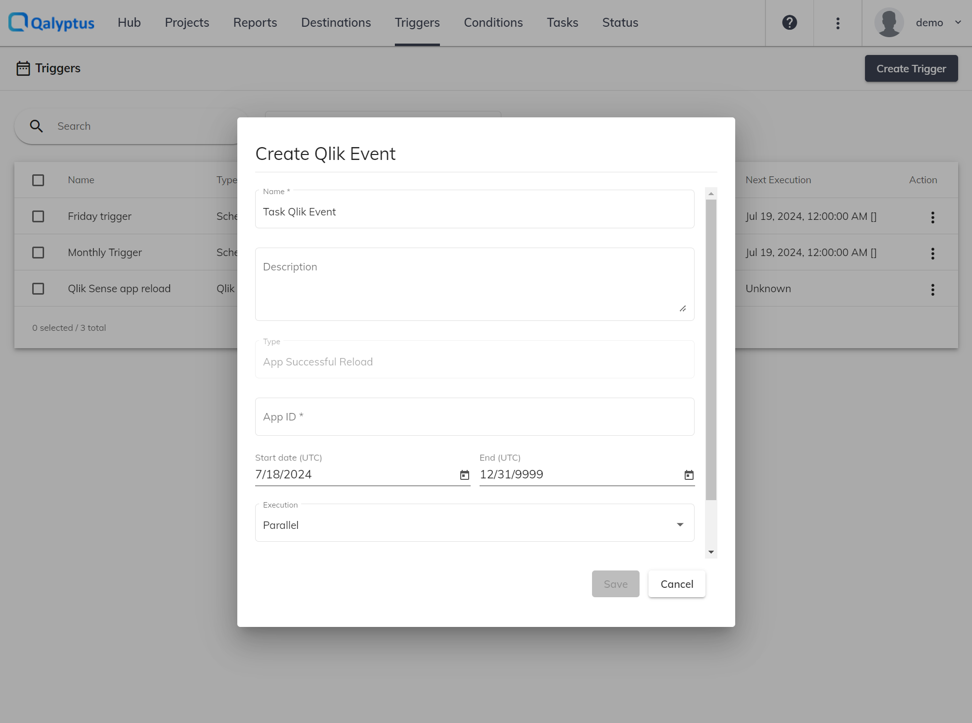 Qalyptus Create Qlik event