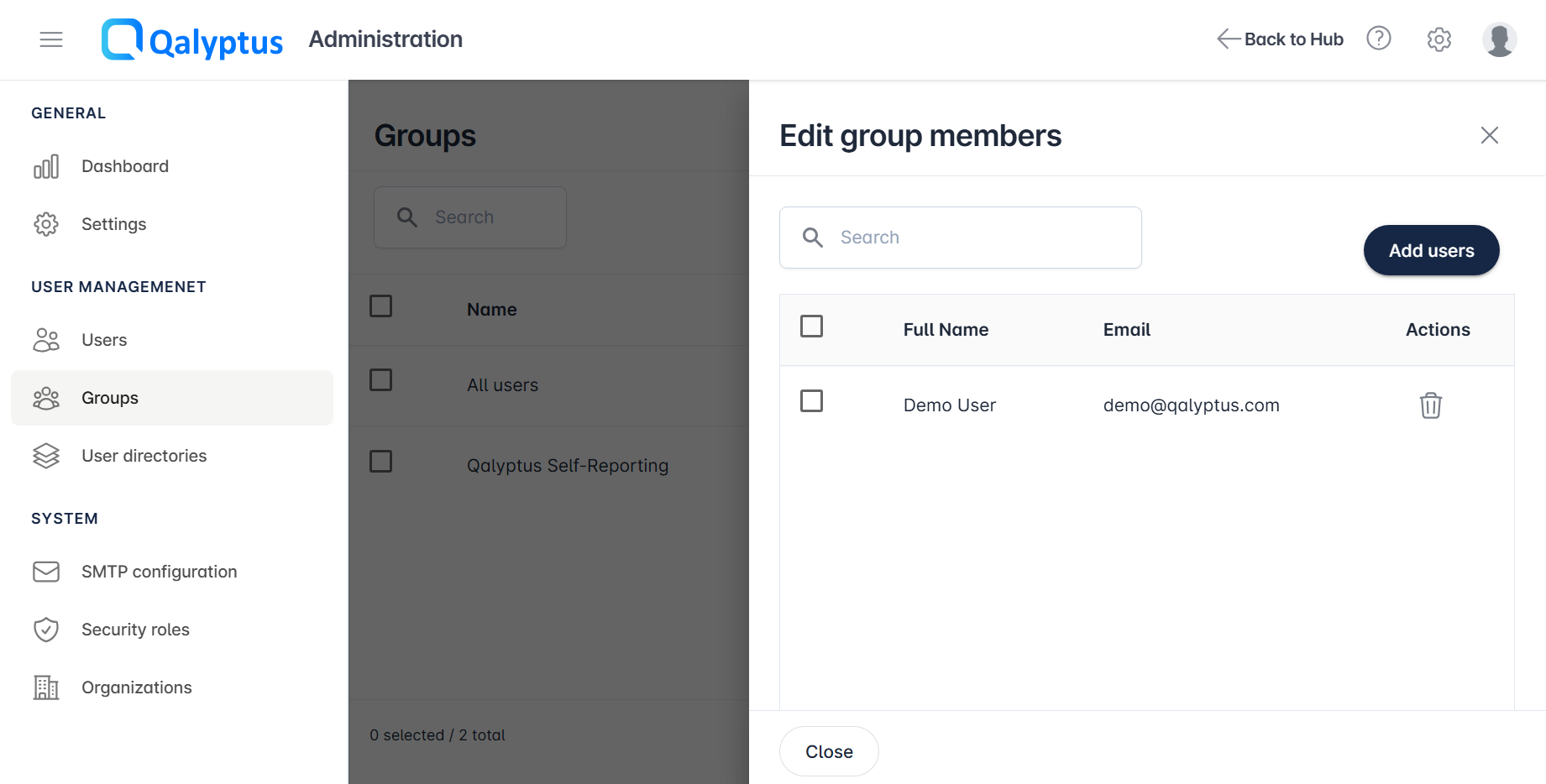 Qalyptus Server Groups Edit Members