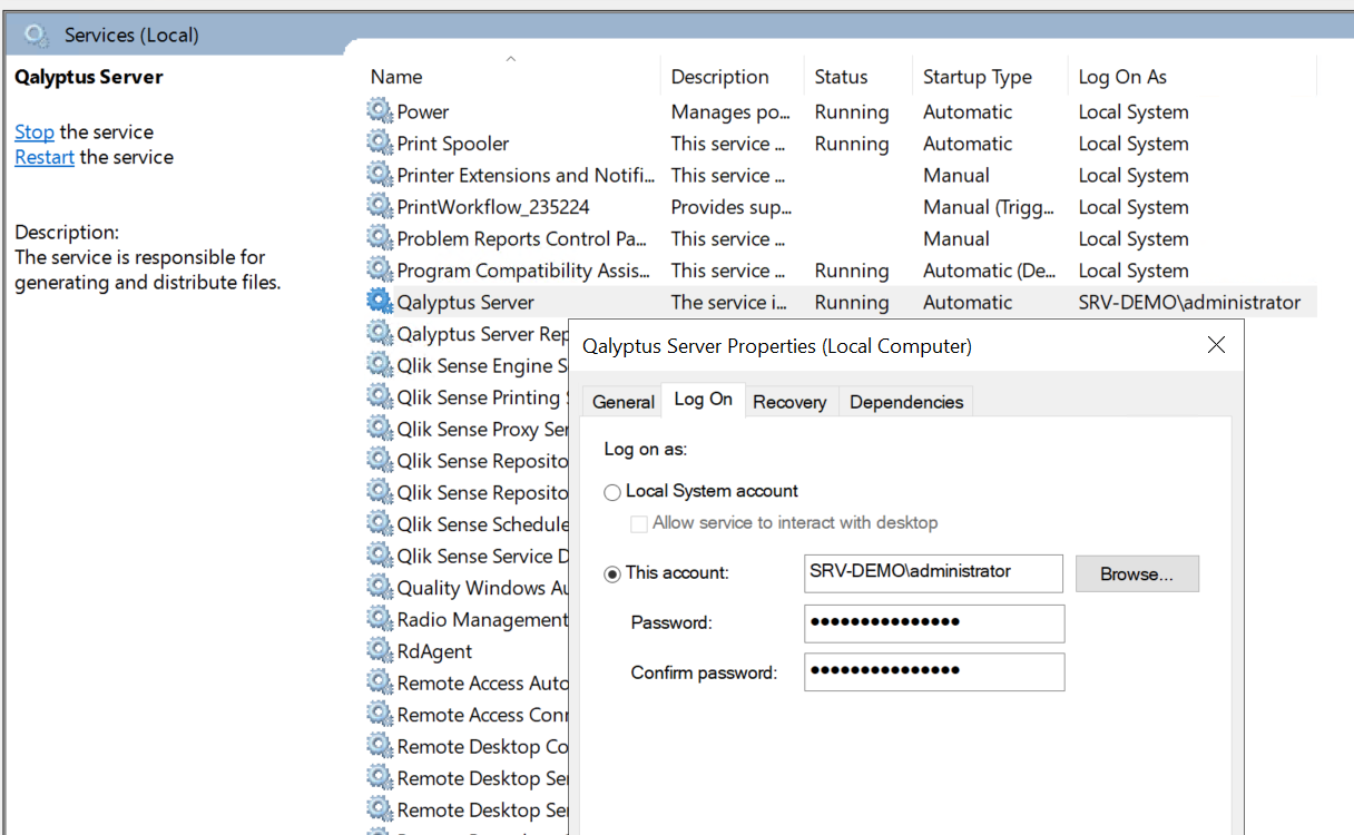 qalyptus-server-service-log-on
