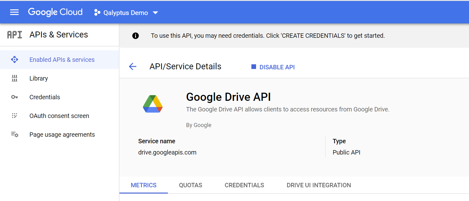 Activer l&#39;API Google Drive