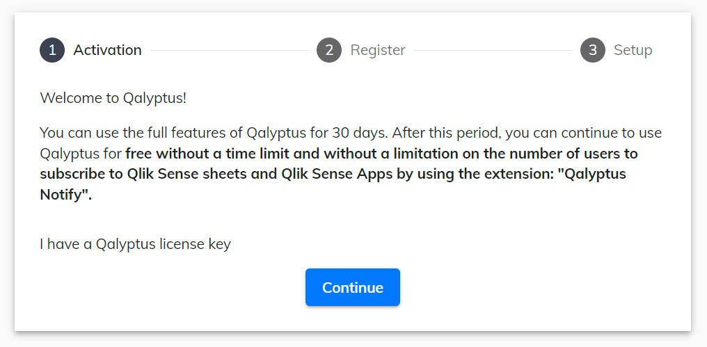 Licence de démarrage de Qalyptus Server