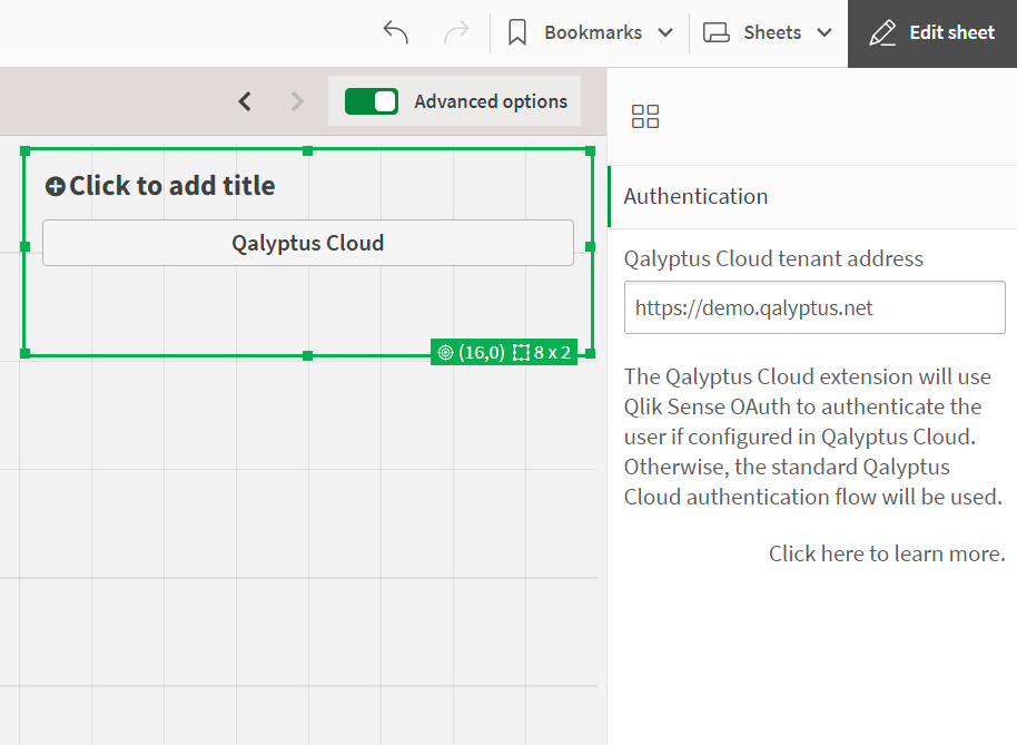 Qalyptus Cloud extension configuration