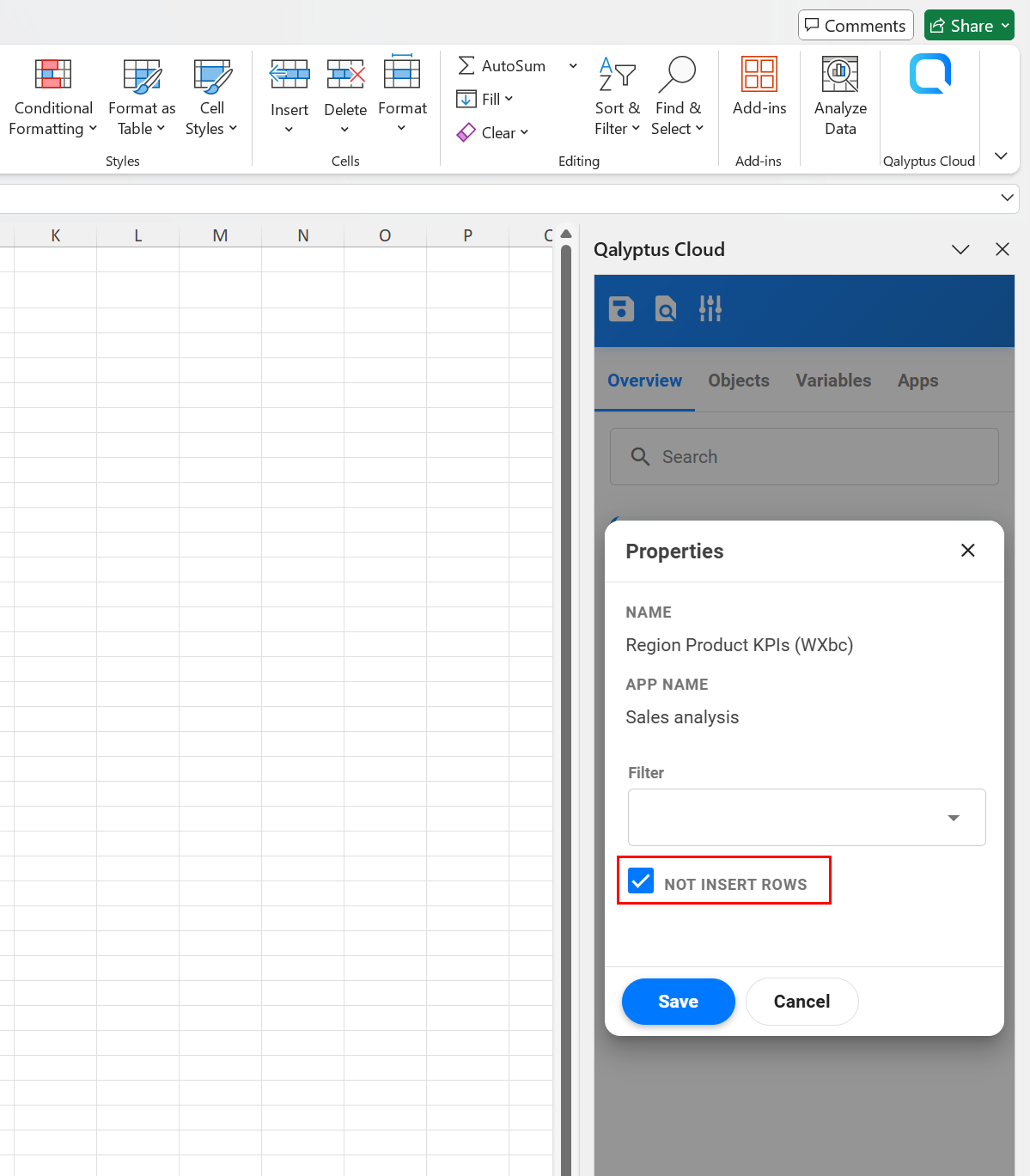 Ne pas insérer de lignes