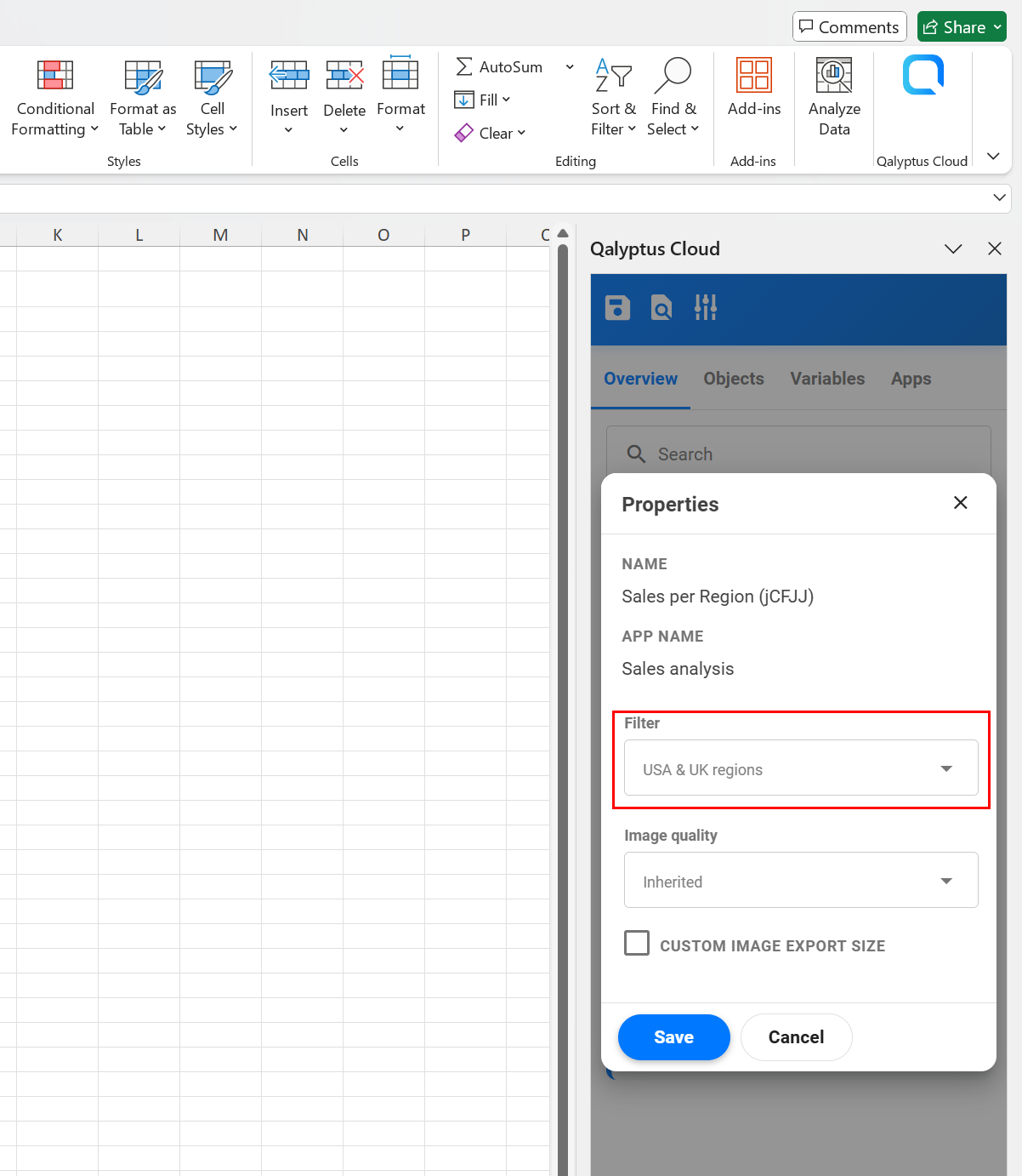 Filtre objet HTML Qalyptus