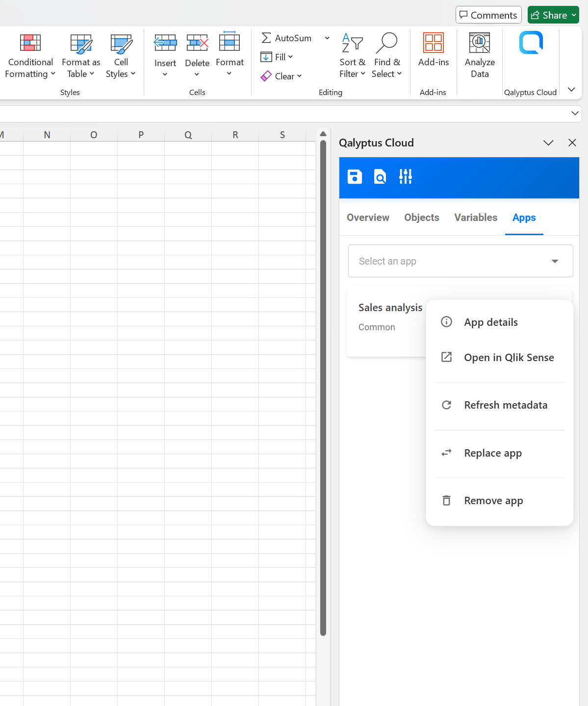 Rapport Excel Qalyptus - gérer les applications