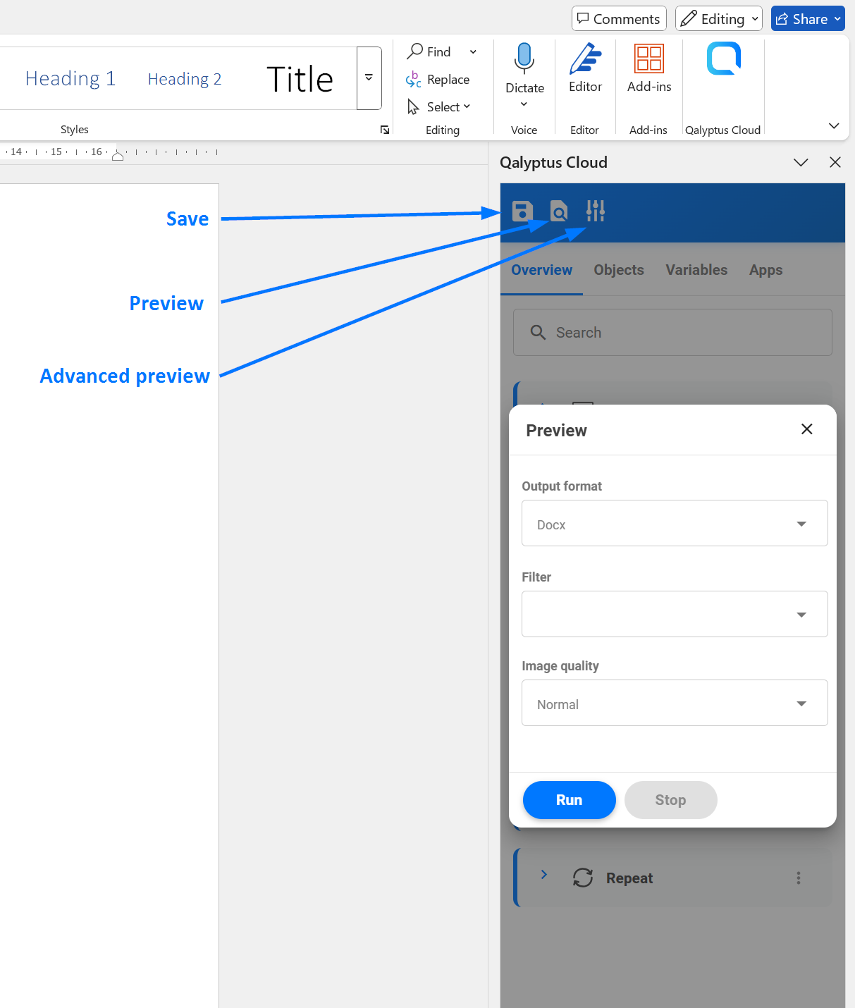 Prévisualisation du rapport Word Qalyptus