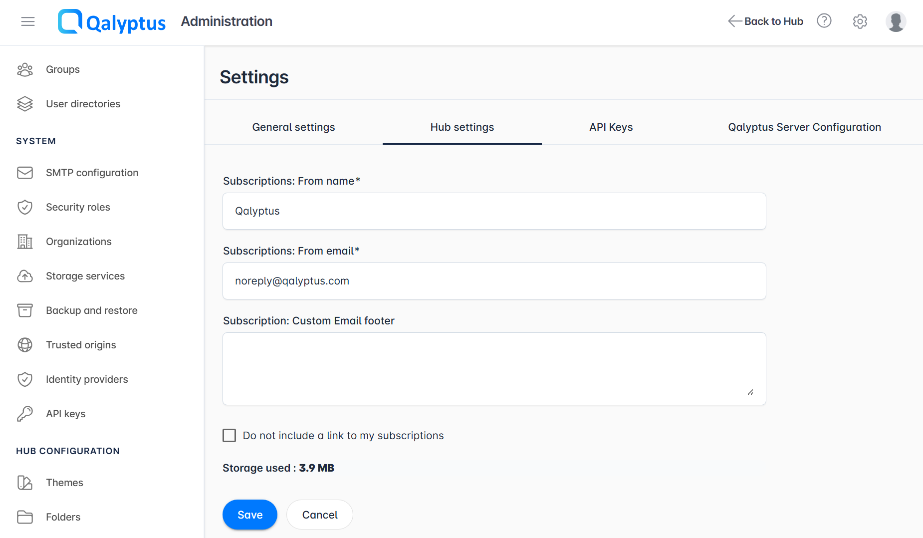 Qalyptus Server Hub Configuration