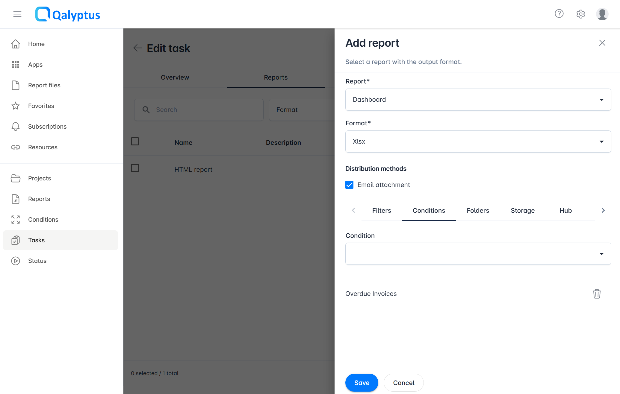 Qalyptus Server - add task condition