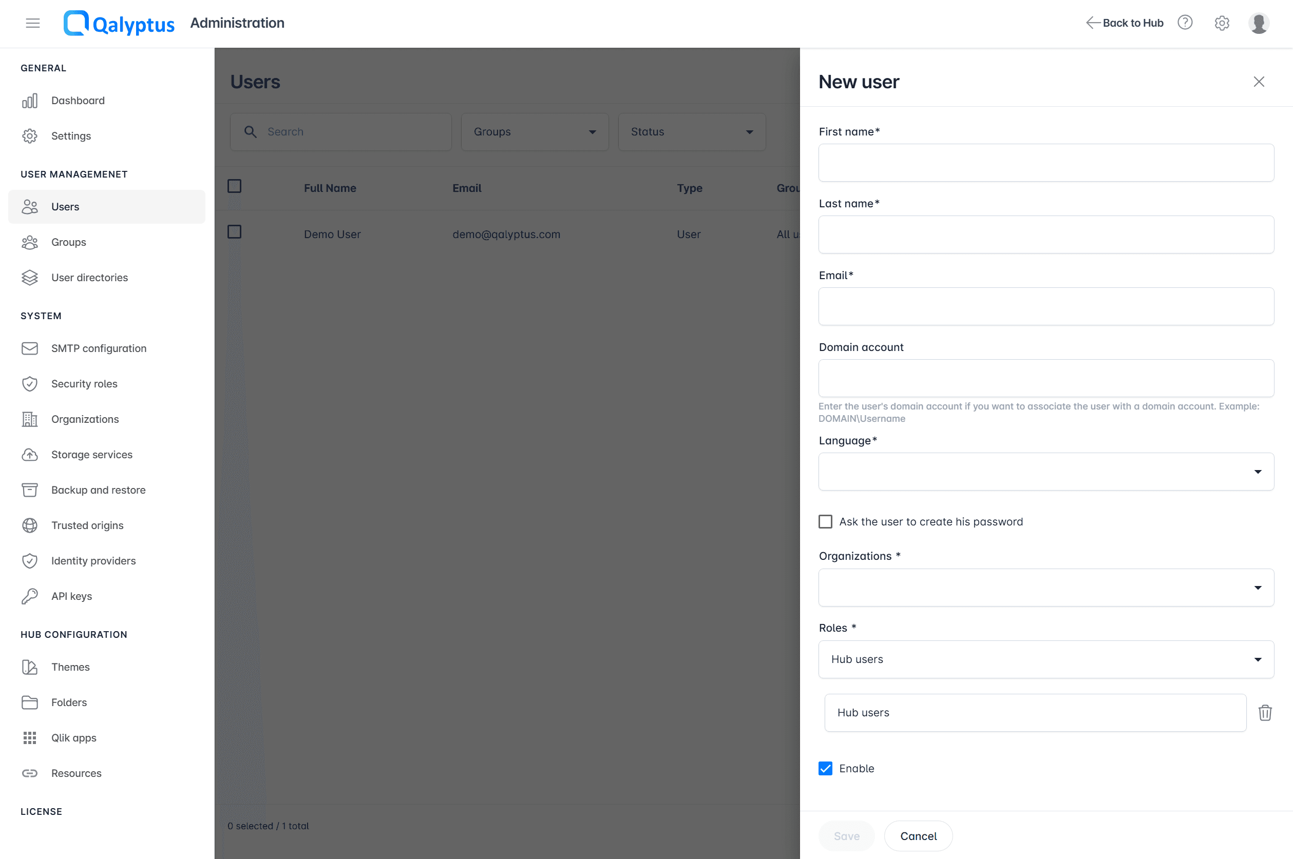Qalyptus Server Create Users