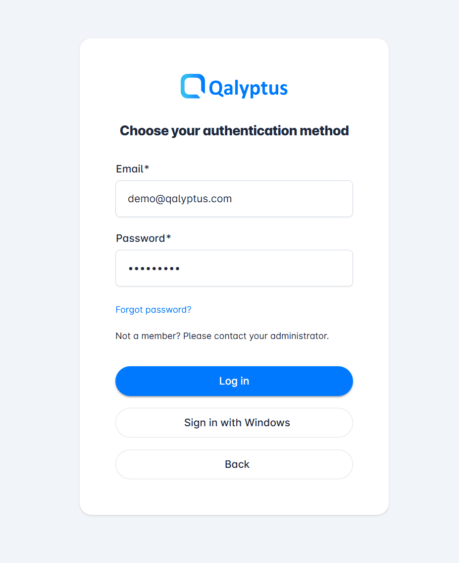 Qalyptus-server-login