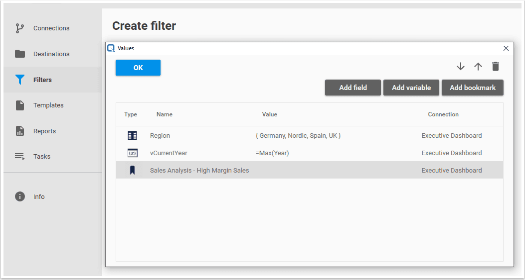 Qalyptus Create Filter Values