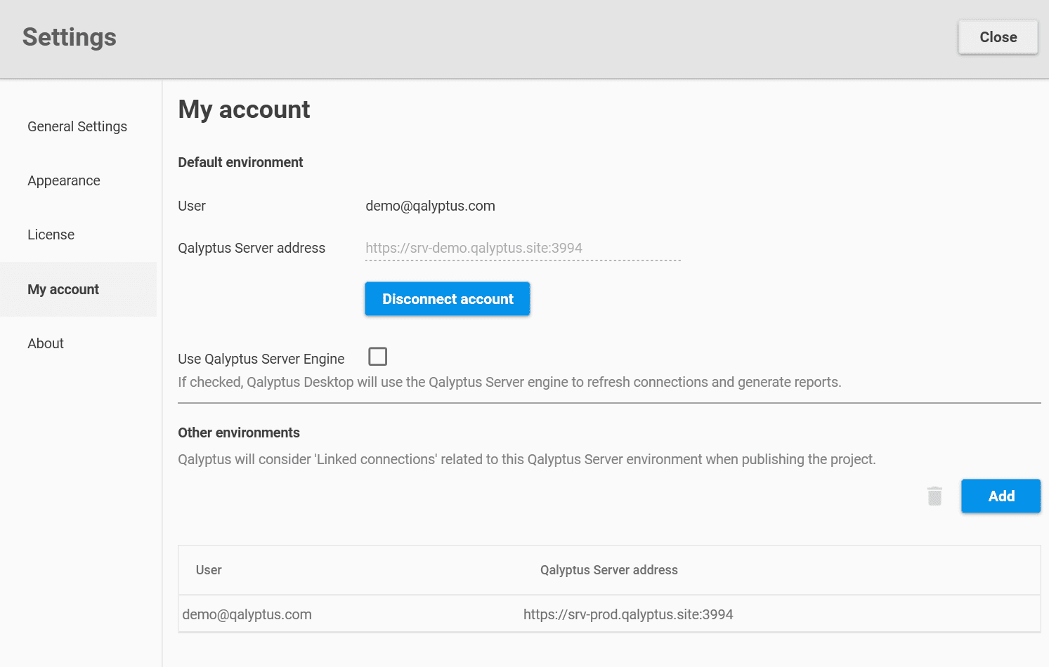 Configure a Qalyptus Server environment