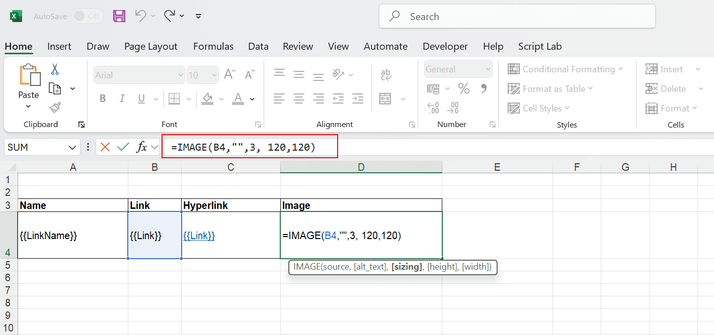 Qalyptus insert image Excel