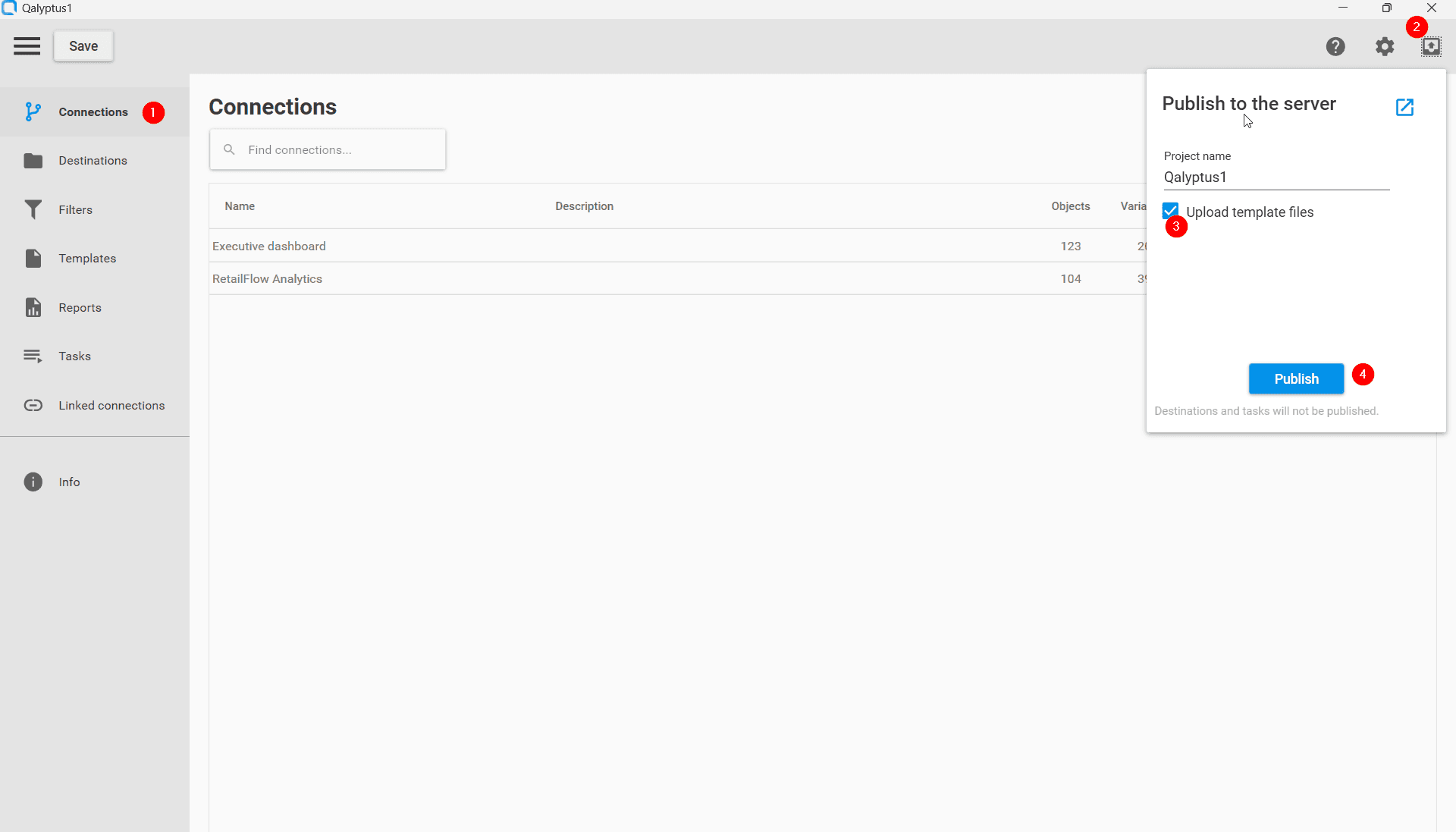 Qalyptus Server - Publish to the server