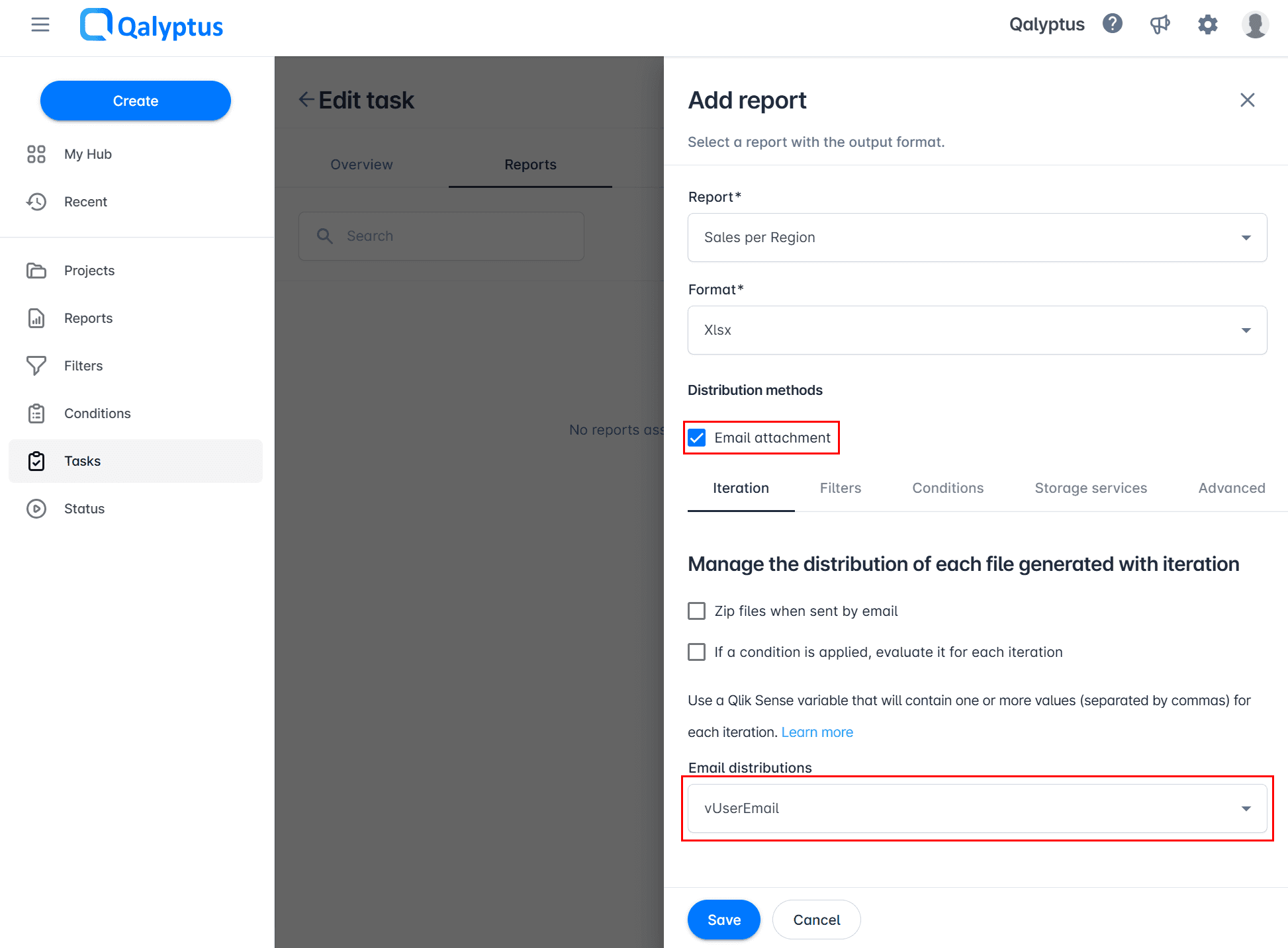Qalyptus Cloud- Add email distribution variable