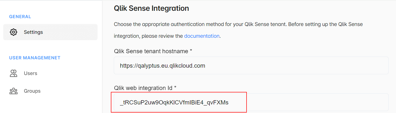 Qalyptus Cloud - Add Web Integration ID