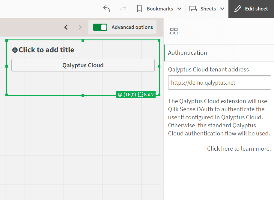 Qalyptus Cloud extension settings