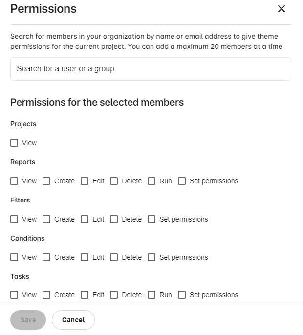 Permissions du projet Qalyptus