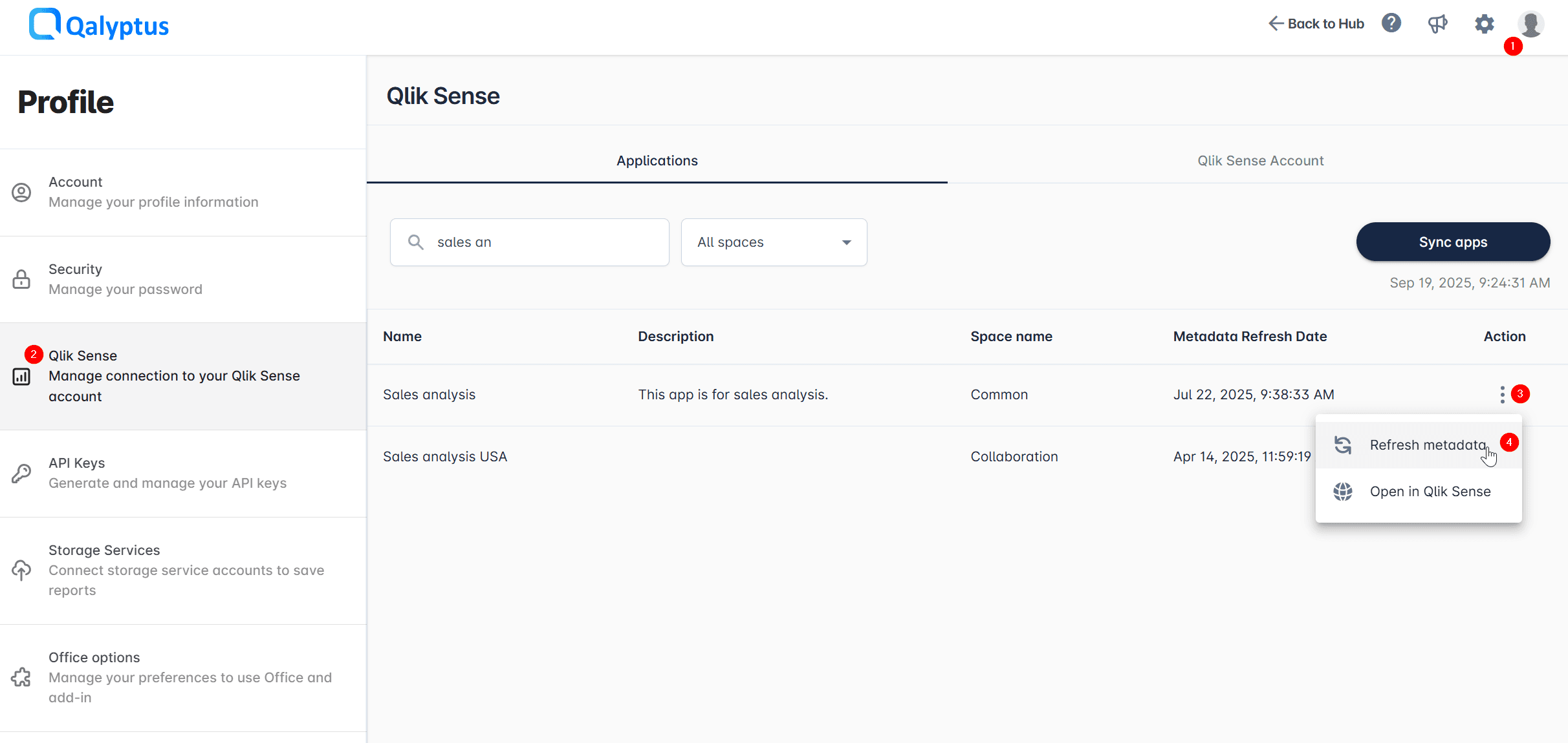 Qalyptus Cloud- Refresh the app metadata